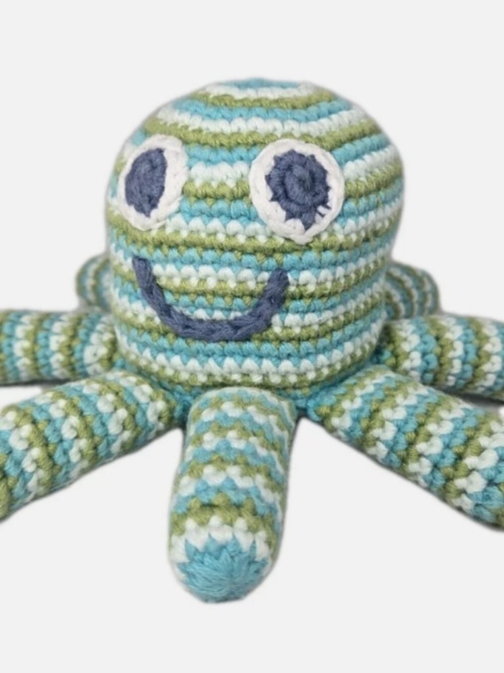 Pebble Octopus Rattle Blue Green White Cotton Baby Children's Crochet Toy
